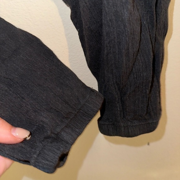 Aerie women’s black smocked waist pull on black pants boho beach summer S - Picture 3 of 7